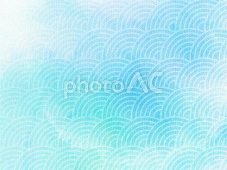 和柄水彩背景(青海波), 波, 夏天, 淺藍色, JPG