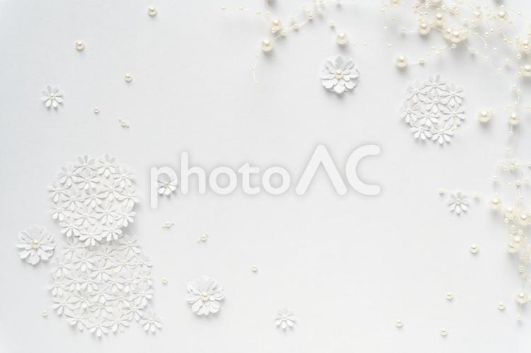 紙花和珍珠整潔的白色背景, 白, 背景, 婚禮, JPG