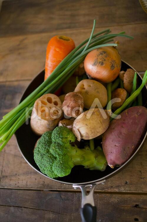 蔬菜填充的煎鍋, 蔬菜充滿煎鍋, 蒜芽, 蒜芽, JPG