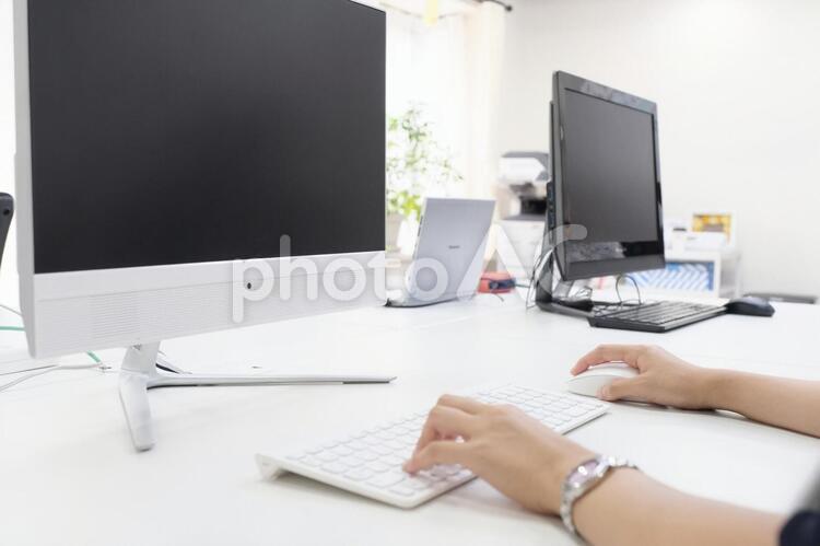 女人操作電腦, 辦公室, 個人計算機, 女子, JPG