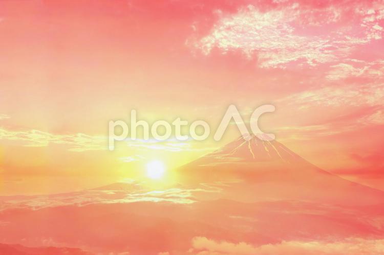 富士山和日落浪漫看法, 富士山, 富士, 正月, JPG